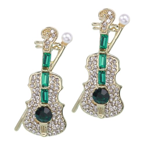 Broche violon en alliage et strass pour costume et robe élégante