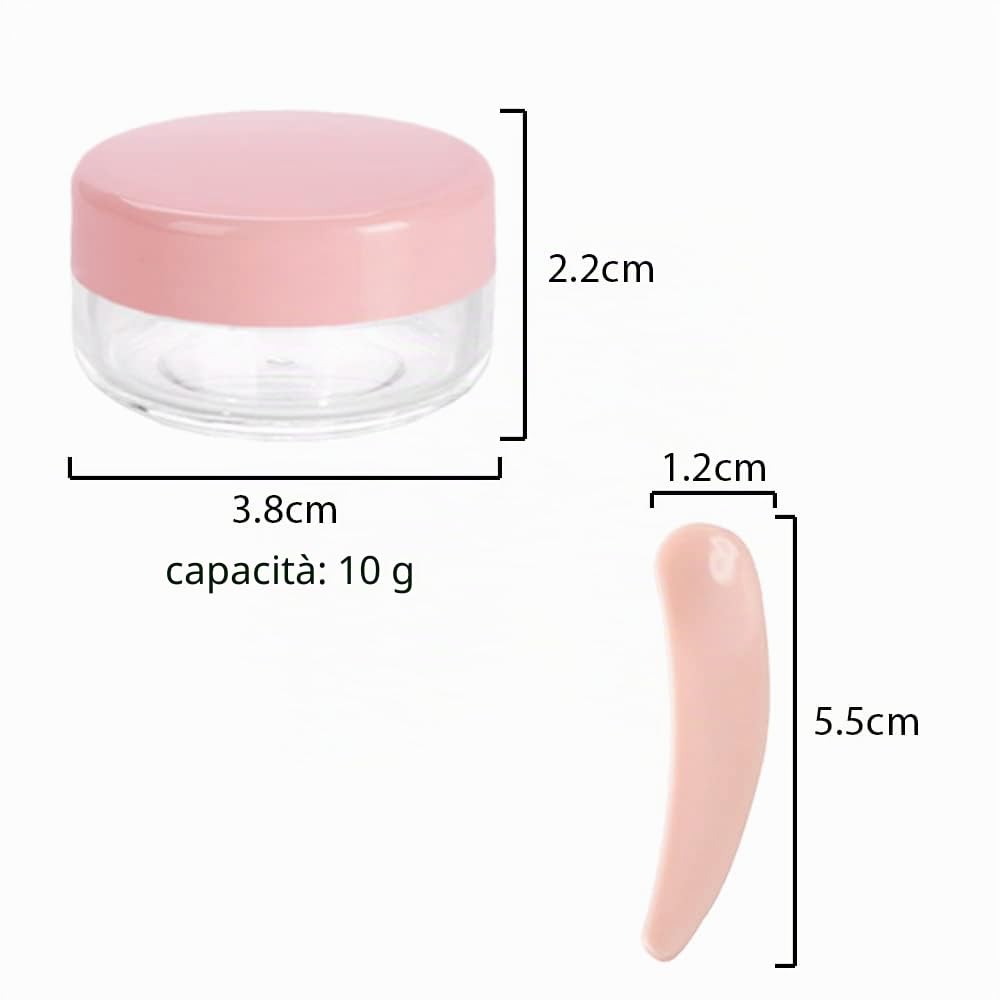 16 Pezzi 10Grammi/10ml Vuoti Vasetti Cosmetici in Plastica e 4 Mini Spatole, Mini Vasi da Viaggio con Coperchi, Vasi Campione per Mini Articoli da Toeletta per Lozioni, Cosmetici (4 Colori)