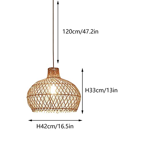 Lámpara colgante de ratán E27 tejida a mano con cable ajustable beige 8