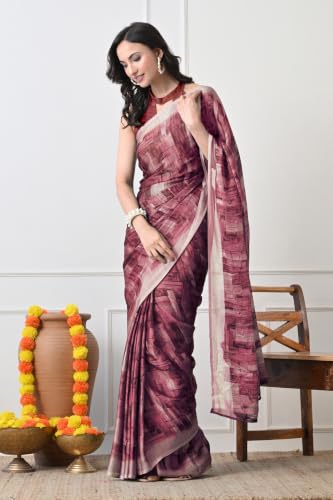 Image of MIRCHI FASHION Women Saree | Chiffon Batik Printed Breathable Regular Use Sari with Blouse