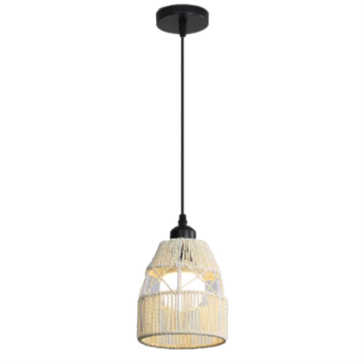 LQZCXMF Vintage Hemp Rope Dining Room Pendant Light Small Chandelier Unique Wabi-sabi Lantern Illumination E26 Light Fixtures Modern Kitchen Island Lights for Bedroom Living Dining Room, E26 Bulb