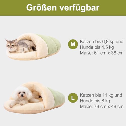 Jiupety Nettes Katzenbett Höhle in Form von Hausschuhe, Waschbares Katzenschlafsack, Weiches Plüsch Katzenhöhle, M-61 cm x 38 cm Cat Bed Katzen Bett mit rutschfestem Boden, Grün – Bild 6