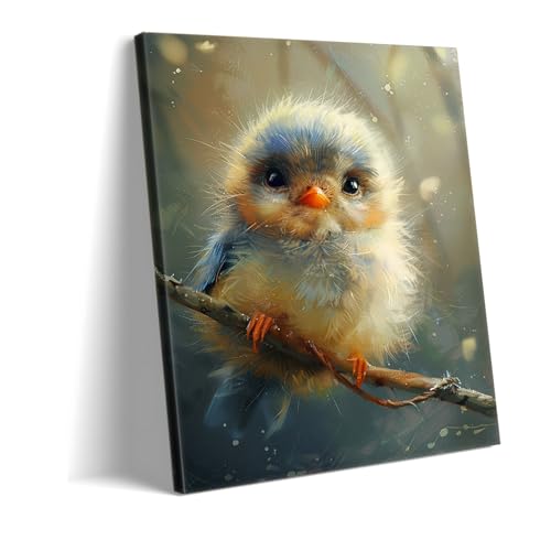 Tableau sur toile poussin douillet déco murale mignonne pour chambre et salon