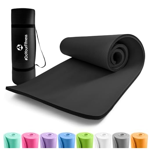 #DoYourFitness® Esterilla de fitness y yoga | Esterilla antideslizante suave y gruesa | 183 x 61 x 1,5 cm | ideal para gimnasia, pilates y yoga | Para principiantes y avanzados [negro]