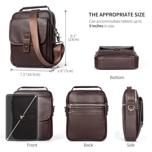Image of Augus Genuine Leather Small Messenger Bag Crossbody