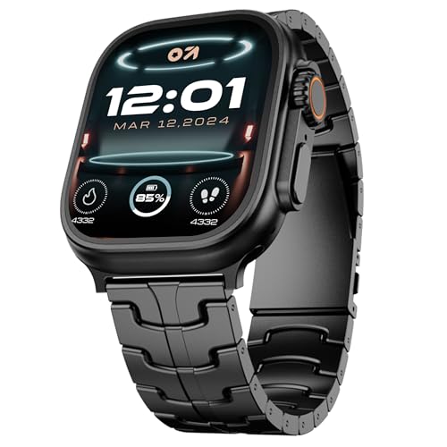 Image of GOBOULT Crown Pro Smart Watch 2.01'' AMOLED, BT Calling, Working Crown, AOD,Zinc Alloy Frame,650Nits Brightness, AI Voice Assistant, SpO2 Monitoring, 120+ Sports Mode(Midnight Black)