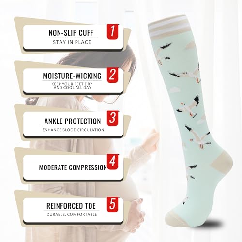 Image of fenglaoda Compression Socks for Women Men 3 Pairs Graduated Compression Support Circulation Socks for Nurses