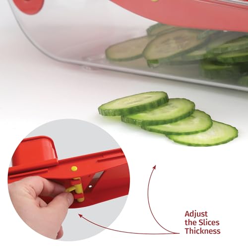 Mandoline Slicer – Multifunctional Slicer Vegetable Cutter with Container – Fruit and Vegetable Cutter for Kitchen – Chopper Vegetable Cutter with Adjustable Blade – BPA-Free, Dishwasher-Safe