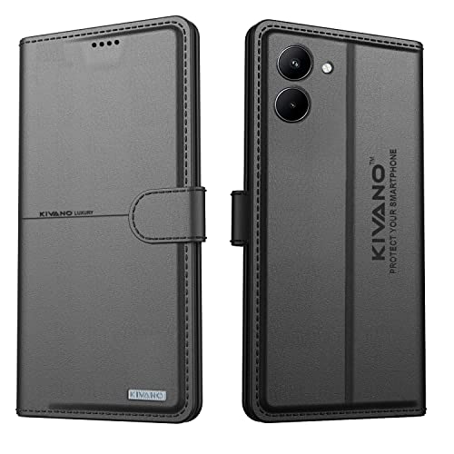Image of KIVANO Realme C33 Professional Series Wallet Case | Luxurious Design | Premium | PU Leather Flip Case Back Cover - Dark Blue