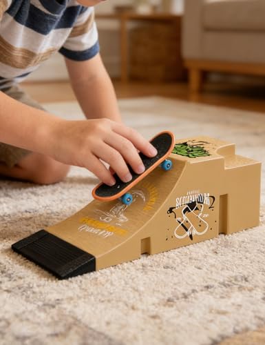 Gxdamxz Finger Skateboard, Mini Fingerskateboard Set, Fingerboard & Rampe Training Requisiten - Form C