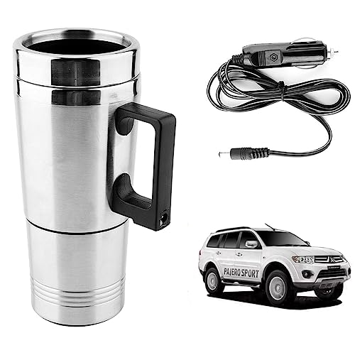 Image of Oshotto 12V Stainless Steel Car Heating Kettle /Mug, Travel Friendly electric Tea /Coffee maker Compatible with Mitsubishi Pajero Sport (300ml)