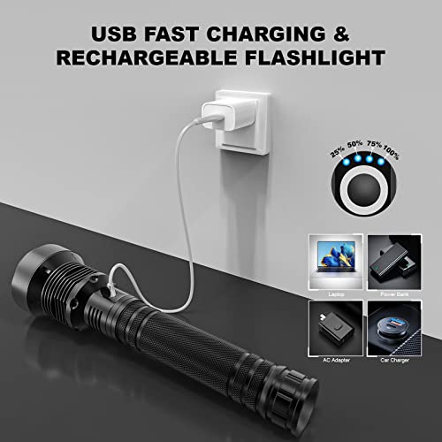 Cinlinso Flashlights High Lumens Rechargeable, 200000 Lumens Super Bright Led Flashlight, Flash Light With 5 Modes, Ipx6 Waterproof, Handheld Powerful Flash Light For Hu∩Ting, Camping, Emergencies #TOP2
