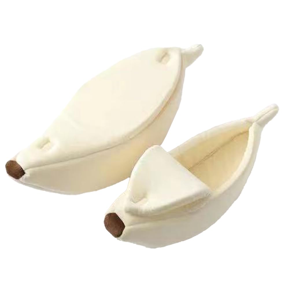 Cute Banana Shape Pet Bed Soft Warm Cozy Enclosed Nest for Cats Puppies Small Pets All-Season Comfortable Supplies