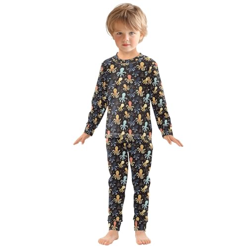 ALAZA Colorful Fish Pajamas Long Sleeve Sleepwear 2-Piece Pajama Set3