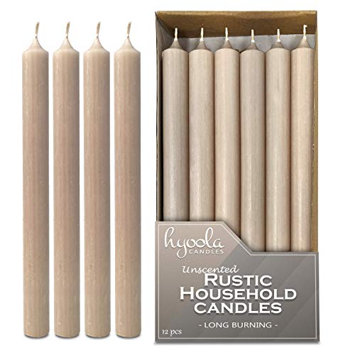 Hyoola 10 Inch Dinner Candles - 12 Pack - Sahara Tall Unscented Rustic Long Burning Candle Sticks