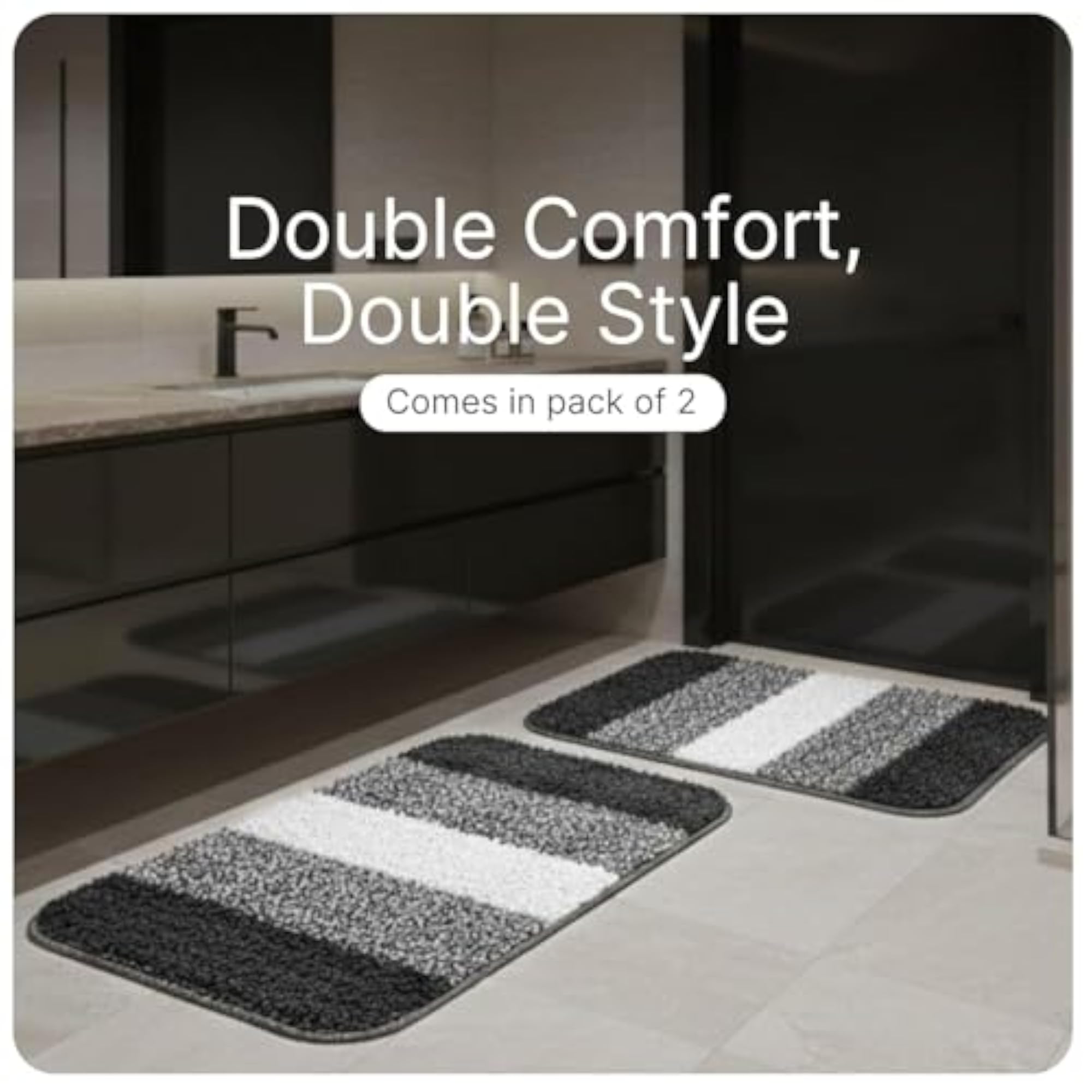 Microfiber Striped Rectangle Shaped Anti-Skid Bath Mat