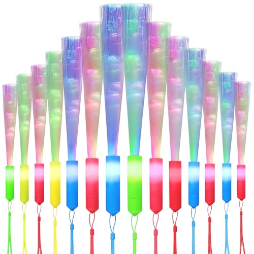 HENGBIRD 12 Piezas Varilla luminosa LED, Pulsera de Luces LED y Varillas de fibra luminosa Light, 3 modos de luz LED intermitentes per Matrimonio, Fiestas luminosas, Discoteca, Concierto