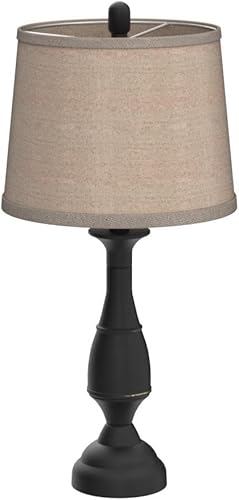 Miniatura 4 de Ben Farmhouse - Juego de 2 lámparas de mesa de noche tradicionales de estilo bronce oscuro con pantalla de lino de color beige, para sala de estar,