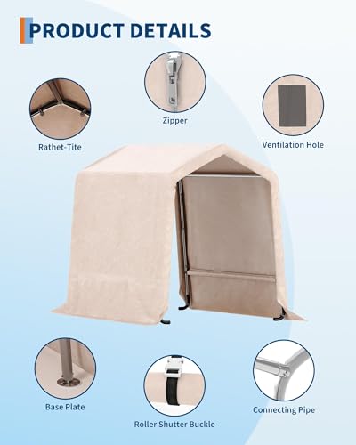 Image of 6X8 ft Heavy-Duty Portable Outdoor Storage Shed
