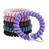 Abeillo 6 llaveros elásticos para muñeca, con resorte en espiral, flexible, para muñeca, pulsera, llavero, accesorios para sauna, piscina, gimnasio, identificación y deportes al aire libre, Mate,
