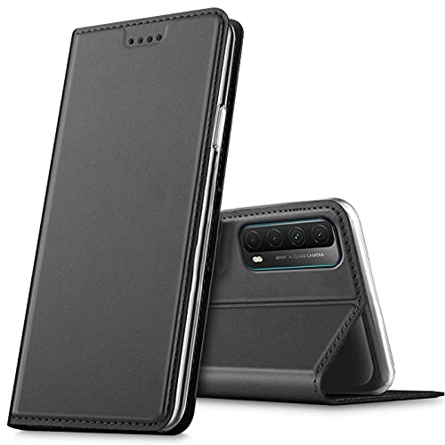 Verco Handyhülle für Huawei P Smart 2021, Premium Handy Flip Cover für P Smart 2021 Hülle [integr. Magnet] Book Hülle PU Leder Tasche, Schwarz