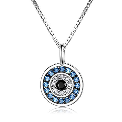 PEIMKO Evil Eye Necklace for Women 925 Sterling Silver Greek Protection Evil Eye Necklaces Jewelry Amulet Gift for Women