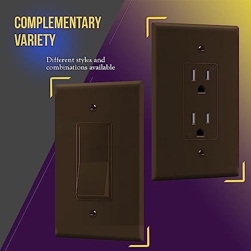 Image of ENERLITES Decorator Light Switch or Receptacle Outlet Wall Plate, Gloss Finish, Over-Size 1-Gang 5.5 inch x 3.5 inch, Unbreakable Polycarbonate Thermoplastic, UL Listed, 8831O-BR, Brown