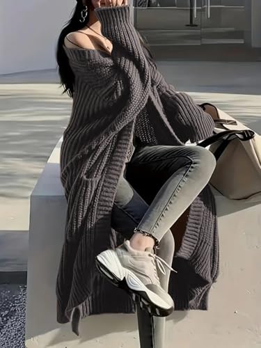 Image of Womens Long Cardigan Sweaters Open Front Oversized Duster with Pocket for Women 2025 Fall Winter Knit Design Coats