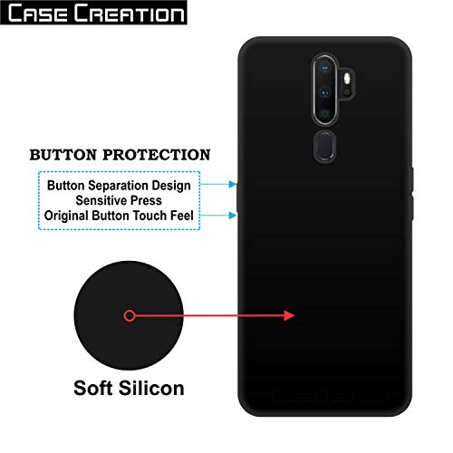 Image of Case Creation for Oppo A9 2020 Back case, Oppo A9 2020 Slim Flexible Smart Look case with 360 Camera All Angle Protection (Pure Black)