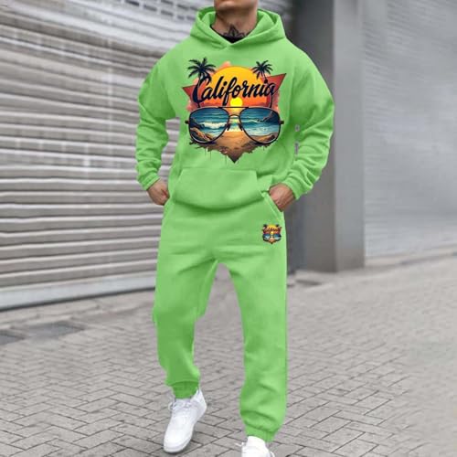 Survêtement à capuche homme avec pantalon de jogging imprimé lettre décontracté - 3