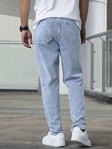 Image of AVANOVA Men's Slant Pocket Wide Leg Jeans - Casual Loose Fit Denim Pants, Cotton Blend Trousers with Slant Pockets for Daily & Streetwear (Jeans-139)