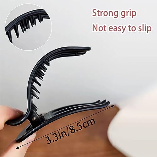4 PCS French Concord Flat Hair Clips for Women, 3.54 Inch Curved Hair Claw Clips Alligator Hair Barrettes Volume No Slip Grip Strong Hold Banana Hair Clamps Jaw Clips Styling Hair Accessories - Thumbnail 2