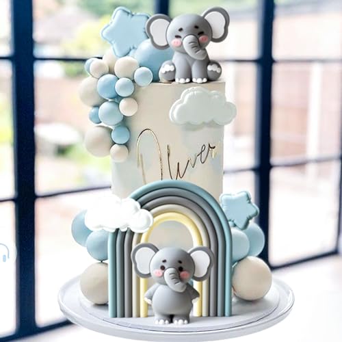 Elefanten Tortenfigur Sein ein Junge Kuchen Dekorationen Elefant Kuchen Topper Kugeln Dekoration für Baby Junge Geburtstag Party Geschlecht Reveal Baby Dusche Party Supplies