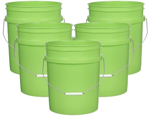 House Naturals 5 Gallon Premium HPDE Plastic Bucket - Made in USA Food Grade Storage Container, BPA Free All Purpose Pail (5, Lime)