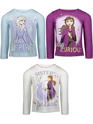 Disney Frozen Princess Anna Elsa Girls 3 Pack T-Shirts Toddler to Big Kid