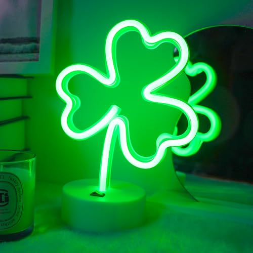 Luce al neon trifoglio, luce notturna per camera da letto, LED alimentato a batteria/USB, decorazione per feste di compleanno, lampada da tavolo per camera da letto, regalo per bambini