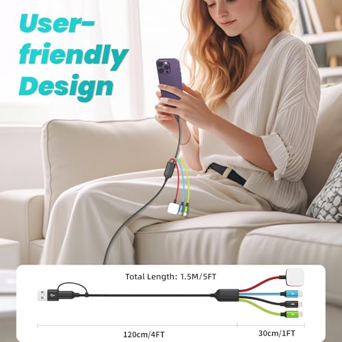 Image of Dual IP Multi Charging Cable with iWatch Charger, 2 Pack 5FT Travel