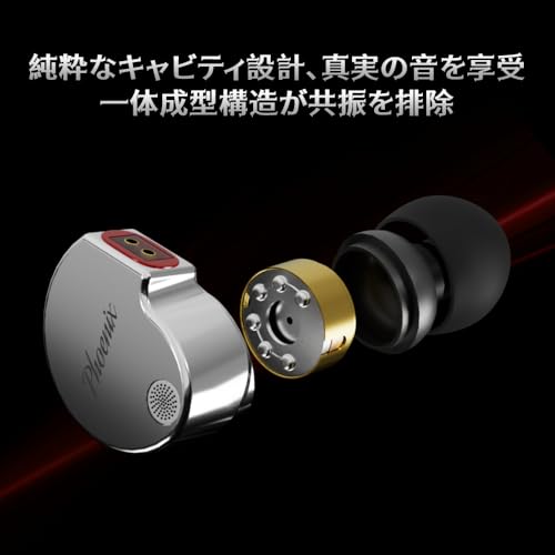 CCA Phoenix インイヤーモニターヘッドホン、デュアルマグネットダイナミックドライバー搭載IEM、ハイファイクリアサウンド＆深みのある低音、フルメタルプロフェッショナルゲーミングイヤホン（ミュージシャン・歌手向け） (マイクなし-Type C, CCA Phoenix-ブラック)