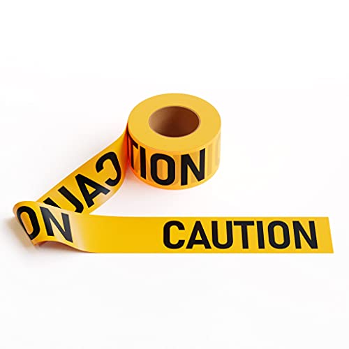 PE Warning Tape, 2.0 mil x 1000 Ft. x 3 Inch, Yellow Tape with "Caution" Black Print - Trafford Industrial