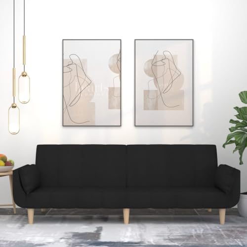 Mhdvray Convertible Sleeper Sofa Bed Black 2-Seater 86.6 in Wide