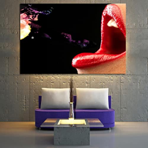 Impression sur toile lèvres rouges affiche pop art salon 80x110