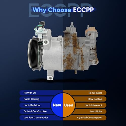 Image of ECCPP AC Compressor Fit for Ford Mustang L4 2.3L 2015-2024 | AC Compressor with Clutch Strong Cooling