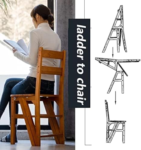 Silla convertible de madera maciza y escalera plegable con pasamanos de diseño robusto 8