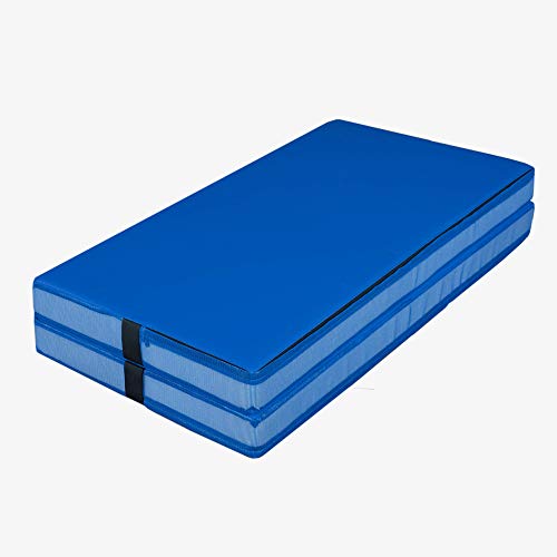 We Sell Mats 8 Inch Thick Bi-Folding Gymnastics Crash Landing Mat Pad, Safety For Tumbling, Back Handspring Training And Cheerleading, 4 Ft X 8 Ft, Blue #TOP4