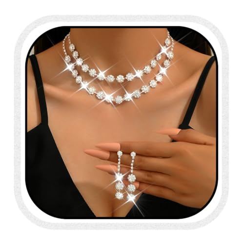Zoestar Brautschmuck-Set mit Strasssteinen, Halskette und Ohrringen, formeller Modeschmuck für Damen, Einheitsgröße, /, Kein edelstein