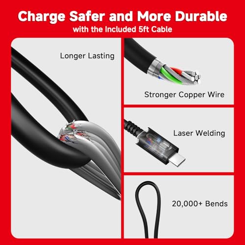 Image of Charger for Nintendo Switch, 45W AC Adapter Fast Charging with 2-Pack 5ft Detachable USB C Cable, Compatible with Switch /OLED /Lite, Steam Deck, Support TV Mode, Original Quality