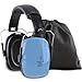 HearTek Earmuffs Hearing Protection with Travel Bag - Noise Canceling Ear Hearing Protection Defenders for Kids, Adults, Women, Children - Adjustable Protector Reduction Ear Muffs for Shooting - Blue