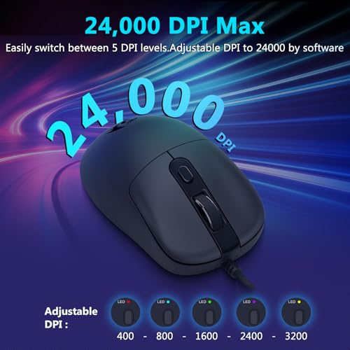 Image of Redragon Wired Gaming Mouse, Lightweight Ergonomic Optical Mouse, 5 Adjustable DPI Up to 24000, 6 Programmable Buttons, Soft Braided Cable for Windows PC Gamers & Laptop - Black