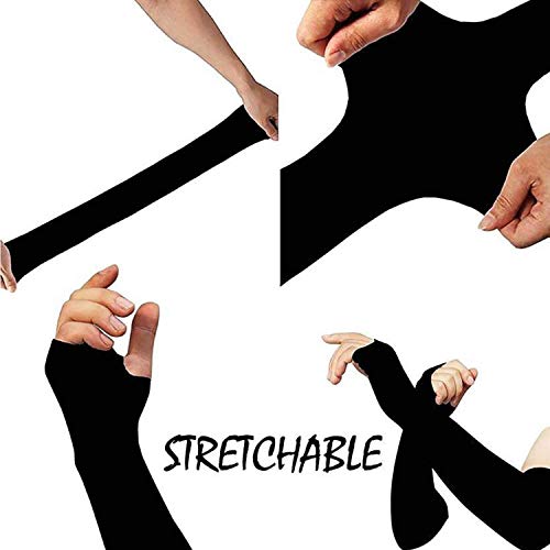 Image of Black Arm Sleeves for Men Hand Gloves for Men Skinny fit With Thumb Hole Stretchable Hand Sleeves Arm Sleeves for Men & women
