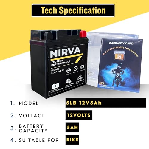 Image of NIRVA WITH DEVICE OF WOMEN PICTURE Rechargeable Motorcycle Battery, Maintenance-Free Replacement Battery for Bike Scooters (5LB 12V 5Ah)